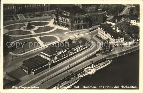 Dresden Italienisches Doerfchen Haus der Hochzeiten Fliegeraufnahme / Dresden Elbe /Dresden Stadtkreis