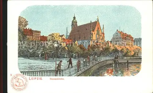 Leipzig Thomaskirche Litho Kuenstler-Postkartenberlag-Hoffmanns-Staerkefabriken / Leipzig /Leipzig Stadtkreis