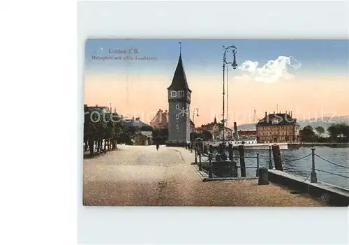 Lindau Bodensee Hafenplatz mit Leuchtturm Kat. Lindau (Bodensee)