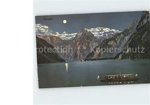 Koenigsee Berchtesgaden Bei Nacht Mond Schiff Kat. Berchtesgaden