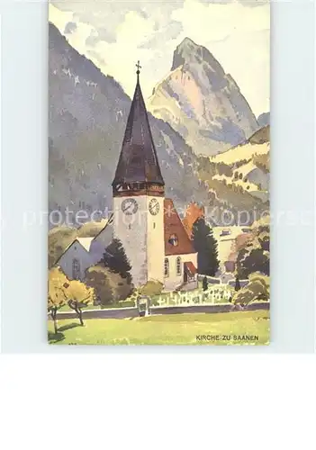 Saanen Kirche mit Fresken Kuenstlerkarte Kat. Saanen