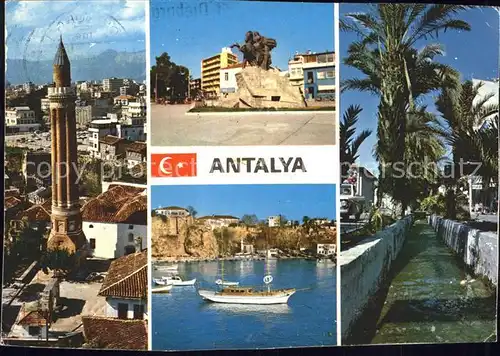 Antalya Segelboot Denkmal Palme Teilansicht Kat. Antalya