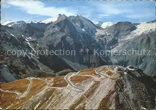 Grossglockner Hochalpenstrasse Parkplatz Edelweissspitze Fuscher Toerl Fliegeraufnahme Kat. Heiligenblut