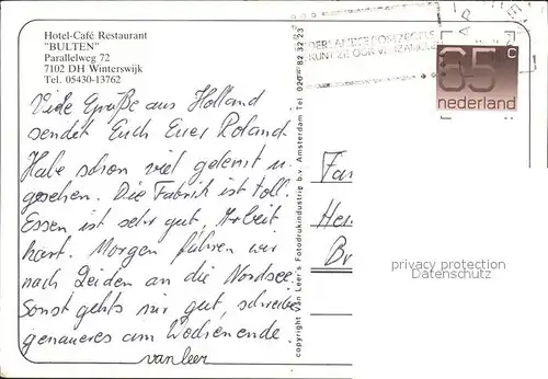 Winterswijk Hotel Cafe Restaurant Bulten Kat. Winterswijk