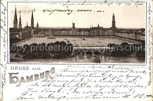 Hamburg Reesendammsbruecke und Alsterarkaden Kat. Hamburg