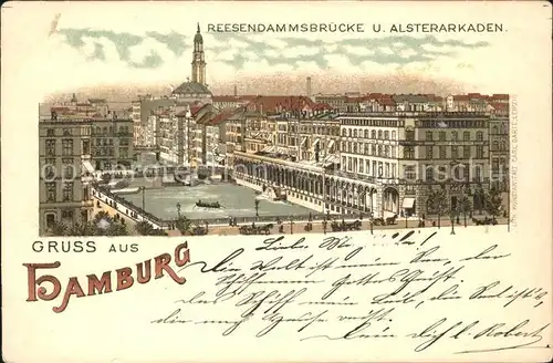 Hamburg Reesendammsbruecke und Alsterarkaden Kat. Hamburg
