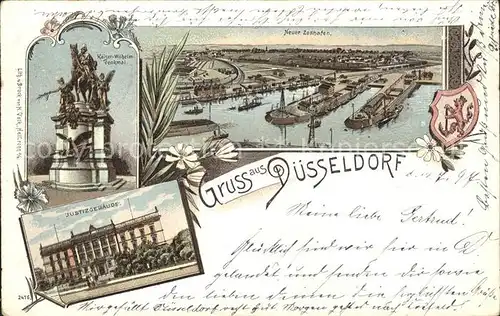 Duesseldorf Kaiser Wilhelm Denkmal Justizgebaeude Neuer Zollhafen Kat. Duesseldorf