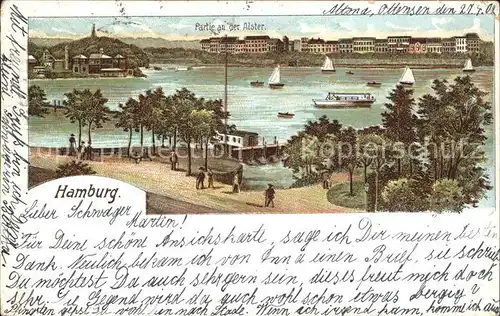 Hamburg Alsterpartie Segelschiffe Kat. Hamburg