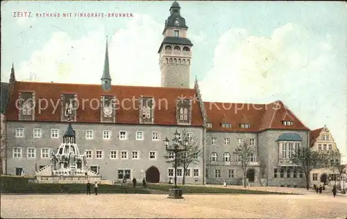 Zeitz Rathaus mit Finkgraefe Brunnen Kat. Zeitz