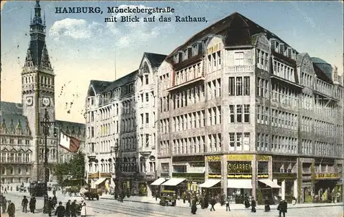 Hamburg Moenckebergstrasse mit Rathaus Kat. Hamburg