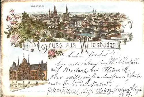 Wiesbaden Panorama Rathhaus Kat. Wiesbaden