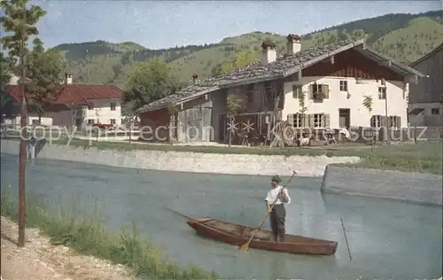 Oberammergau Bootspartie an der Ammer Kat. Oberammergau