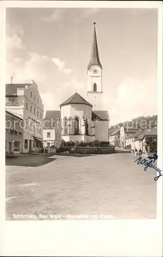 Schoenberg Freyung Grafenau Marktplatz mit Kirche Kat. Schoenberg