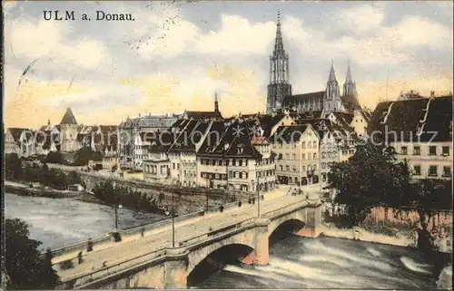 Ulm Donau Stadtansicht Donaubruecke Kat. Ulm