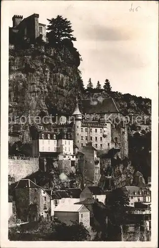 Rocamadour Le rocher vu de la route de Cahors Kat. Rocamadour