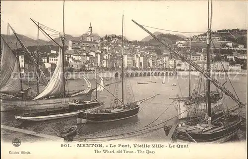 Menton Alpes Maritimes Port Vieille Ville et Quai Bateaux Kat. Menton