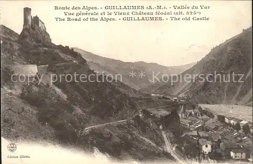 Guillaumes Vue generale Vieux Chateau feodal Route des Alpes Kat. Guillaumes