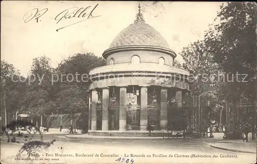 Paris Parc Monceaux Boulevard de Courcelles Rotonde Pavillon de Chartres Kat. Paris