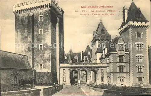 Pau Chateau d Henri IV Donjon Facade et Entree Kat. Pau