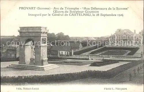 Proyart Arc de Triomphe Aux Defenseurs de la Somme Sculpteur Gourdon Kat. Proyart