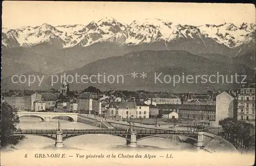 Grenoble Vue generale Pont et la Chaine des Alpes Kat. Grenoble