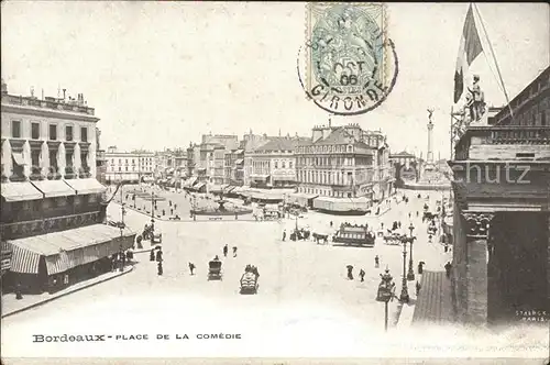 Bordeaux Place de la Comedie Stempel auf AK Kat. Bordeaux