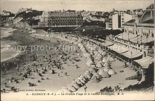 Biarritz Pyrenees Atlantiques Grande Plage et Casino Municipal Kat. Biarritz