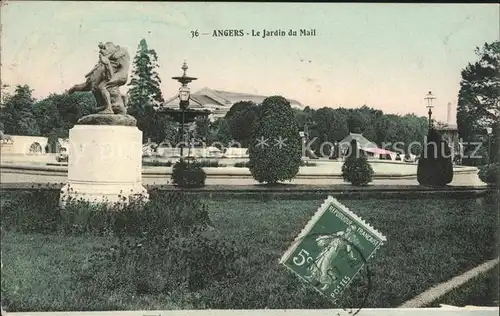 Angers Jardin du Mail Monument Sculpture Stempel auf AK Kat. Angers