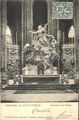 Chartres Eure et Loir Cathedrale Assomption par Bridan Stempel auf AK Kat. Chartres