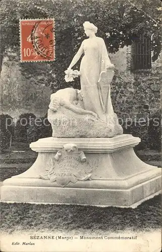 Sezanne Monument Commemoratif Stempel auf AK Kat. Sezanne
