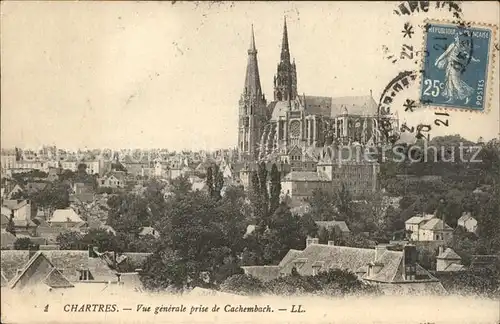 Chartres Eure et Loir Vue generale prise de Cachembach Cathedrale Stempel auf AK Kat. Chartres