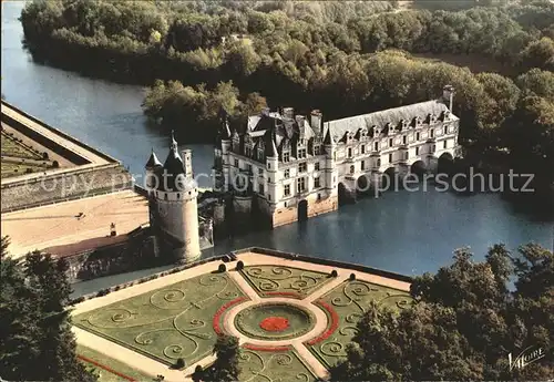 Chenonceaux Indre et Loire Chateau sur le Cher vue aerienne Kat. Chenonceaux
