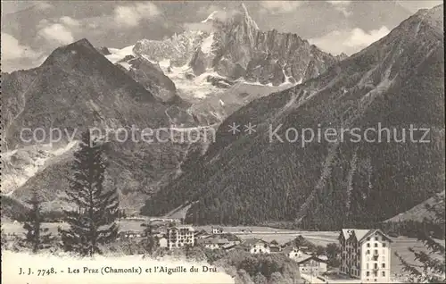 Les Praz et Aiguille du Dru Kat. Chamonix Mont Blanc