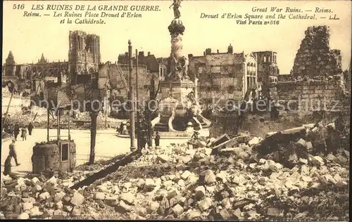 Reims Champagne Ardenne Place Drouet d Erlon Cathedrale Ruines de la Grande Guerre 1. Weltkrieg Kat. Reims