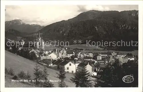 Mariazell Steiermark Gesamtansicht mit Tonion und Sauwand Muerzsteger Alpen Kat. Mariazell