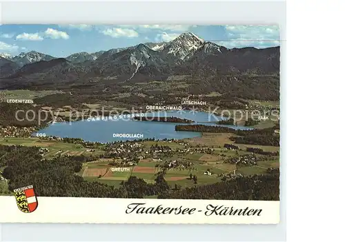 Faakersee Panorama mit Mittagskogel Karawanken Wappen Kat. Villach