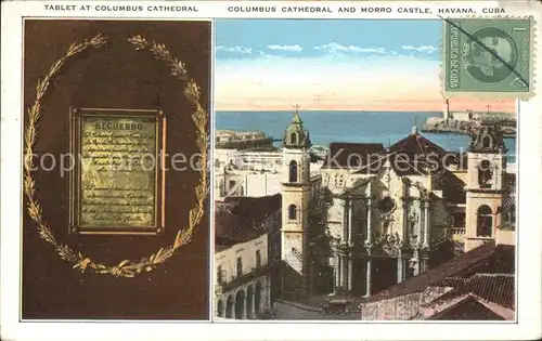 Havana Habana Tablet at Columbus Cathedral and Morro Castle Kat. Havana