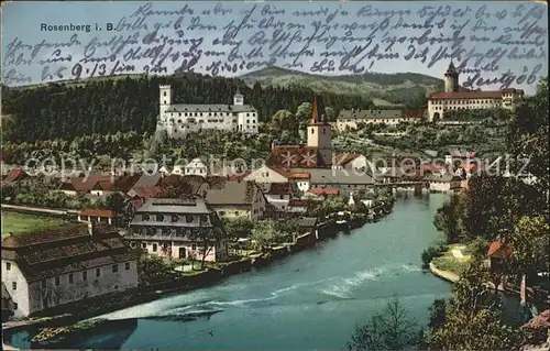 Rosenberg Tschechien Stadtbild mit Burg Kat. Rozmberk nad Vltavou