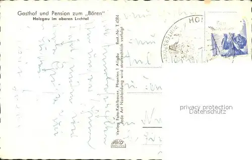 Holzgau Gasthof Pension zum Baeren im Lechtal Kat. Holzgau