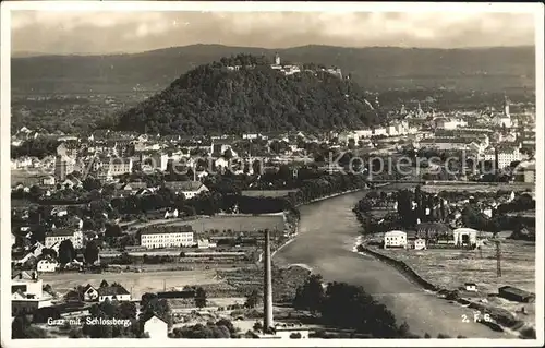 Graz Steiermark Stadtbild mit Schlossberg Kat. Graz