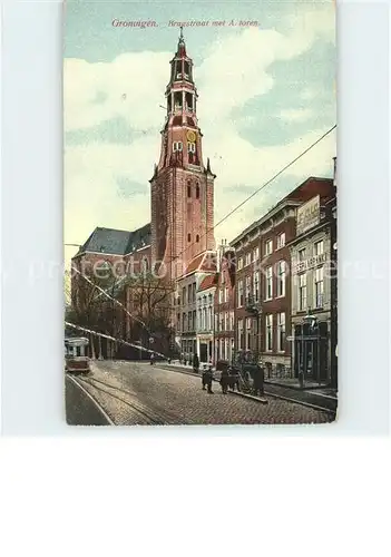 Groningen Brugstraat met A. toren Kat. Groningen
