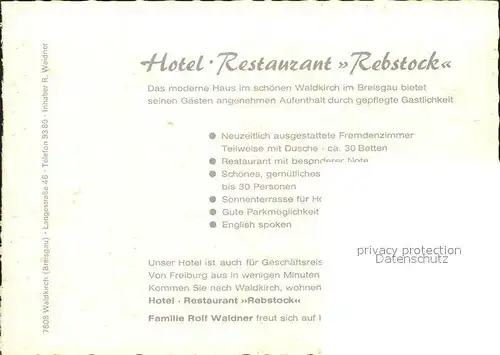Waldkirch Breisgau Hotel Restaurant Rebstock Kat. Waldkirch
