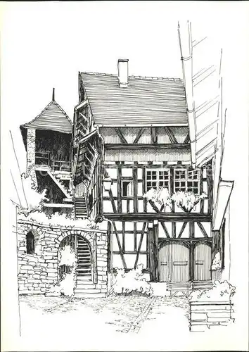 Gengenbach Gerberhaus Zeichnung Boris Onipenko Kat. Gengenbach Schwarzwald