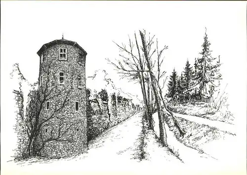 Gengenbach Praelaten Turm Zeichnung Boris Onipenko Kat. Gengenbach Schwarzwald