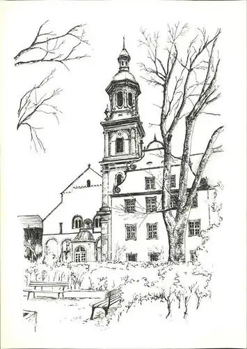 Gengenbach Stadtkirche Zeichnung Boris Onipenko Kat. Gengenbach Schwarzwald