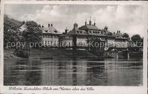 Pillnitz Lustschloss Blick v. Westen ueber Elbe Kat. Dresden