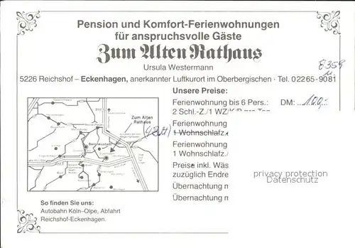 Eckenhagen Pension Zum Alten Rathaus  Kat. Reichshof