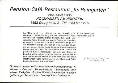 Holzhausen Huenstein Pension Im Raingarten Teilansicht Kat. Dautphetal