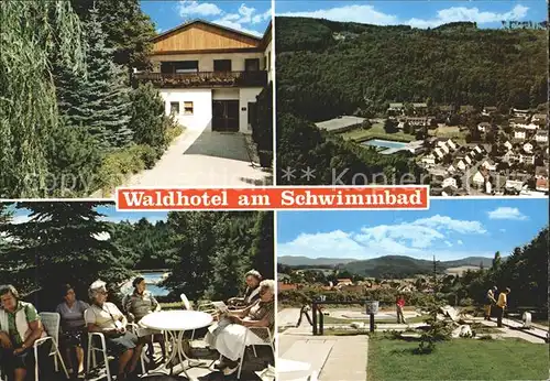 Holzhausen Huenstein Waldhotel Schwimmbad  Kat. Dautphetal