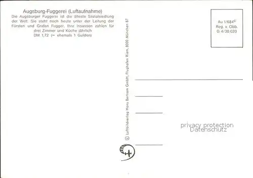 Augsburg Fuggerei Fliegeraufnahme Kat. Augsburg